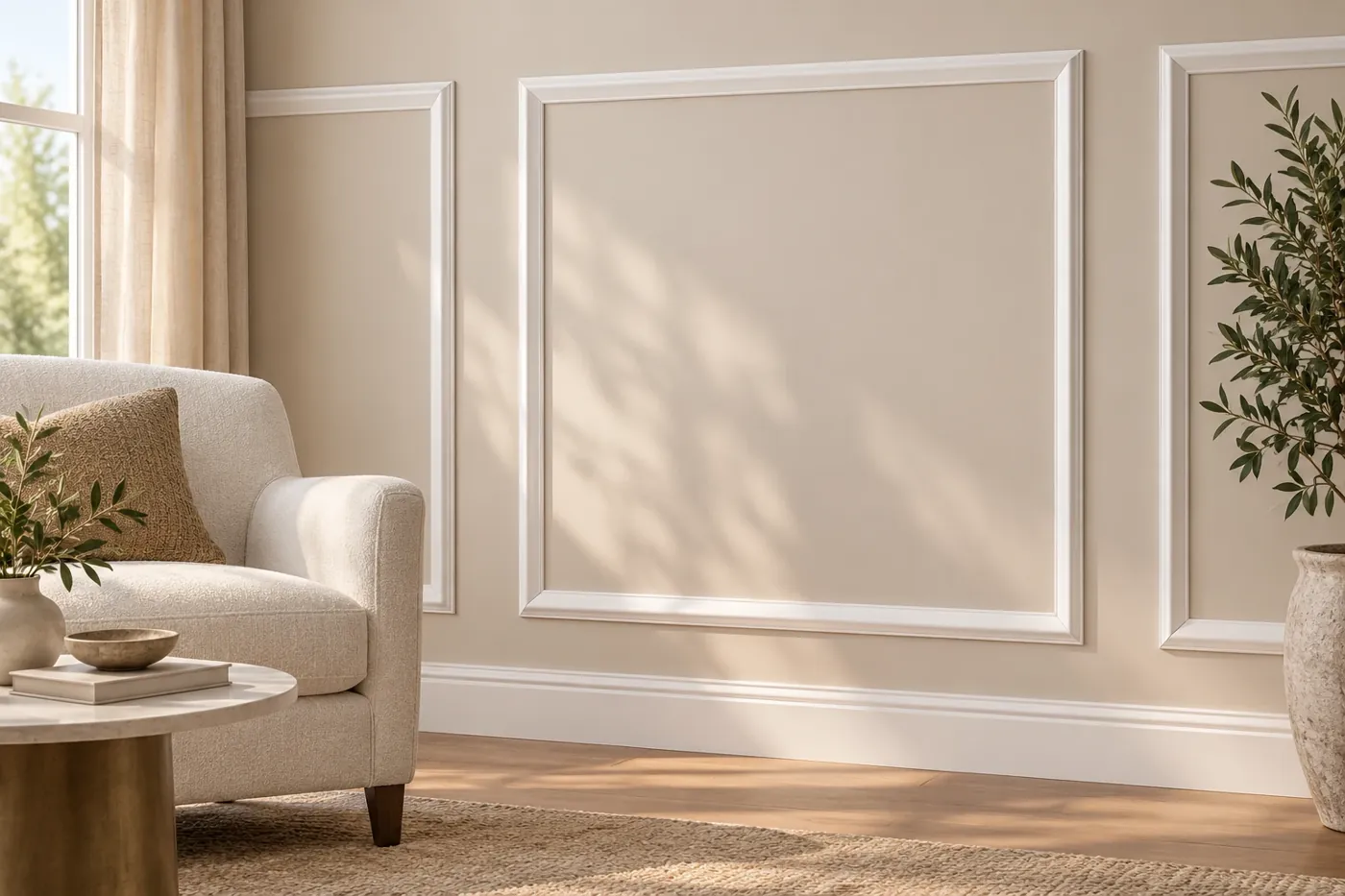 Moulure murale blanche 40 × 20 mm réf. J01 en situation dans une pièce