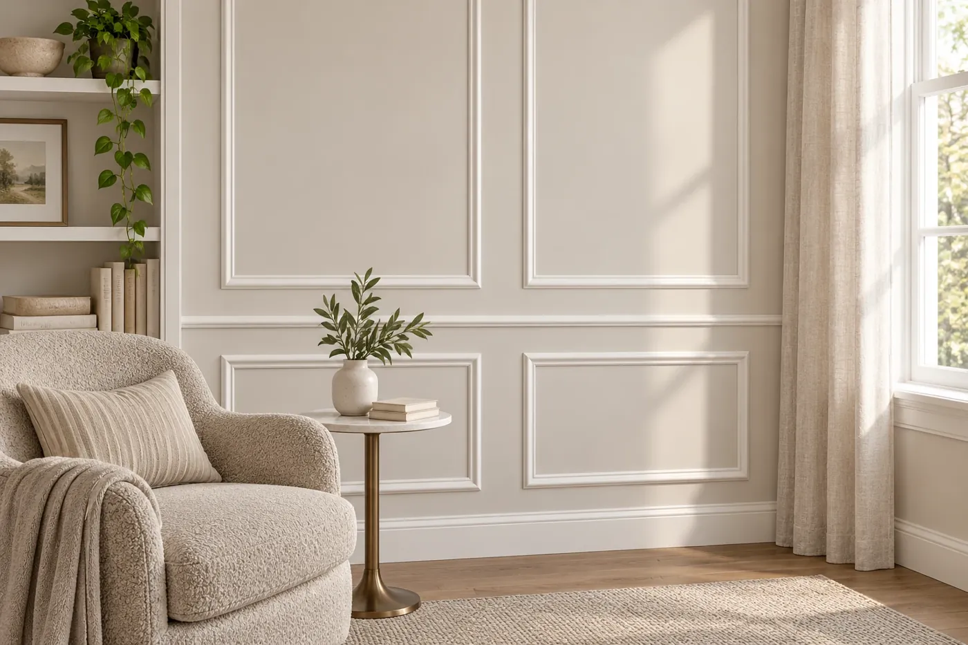 Moulure murale blanche 20 × 10 mm réf. J07 en situation dans une pièce