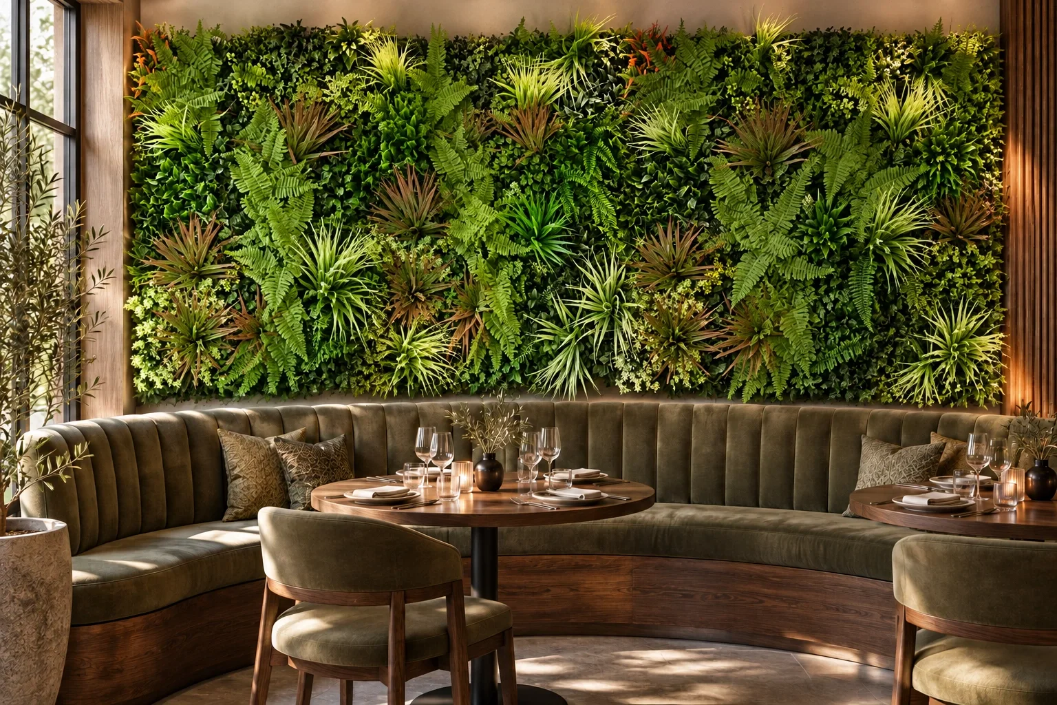 Mur composé de plusieurs panneaux floraux Esprit fougère