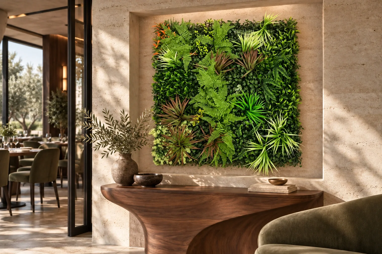 Panneau floral Esprit fougère 100 × 100 cm