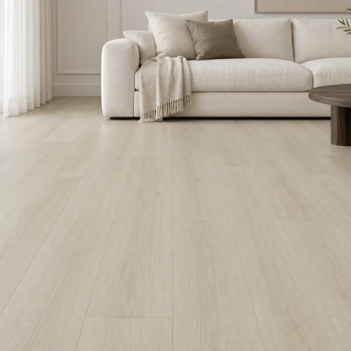 Parquet PVC SPC Beige clair posé dans un salon