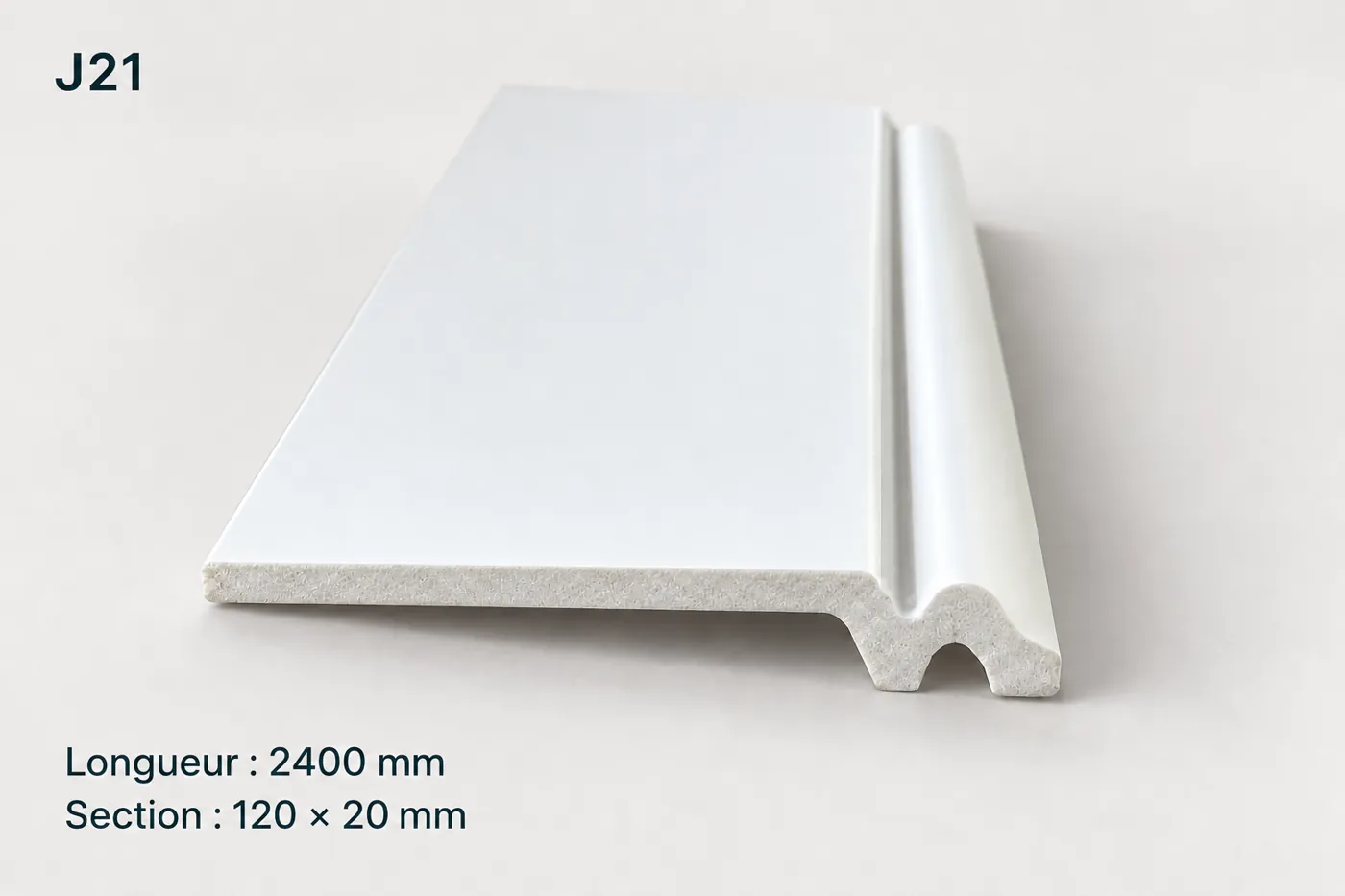 Plinthe blanche 120 × 20 mm réf. J21 : profil et dimensions
