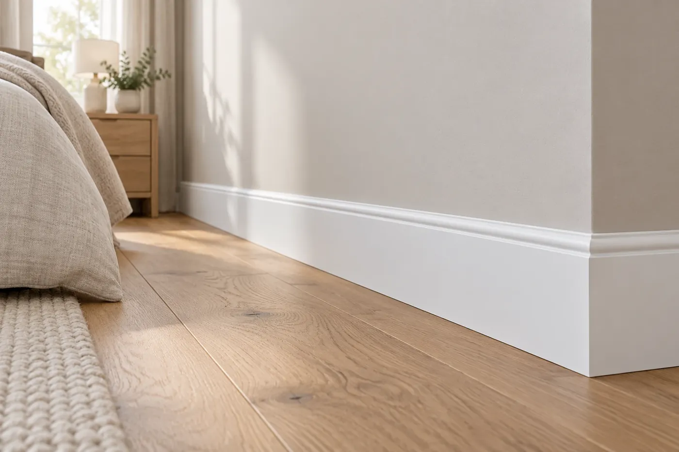 Plinthe blanche 120 × 20 mm réf. J21 en situation dans une pièce